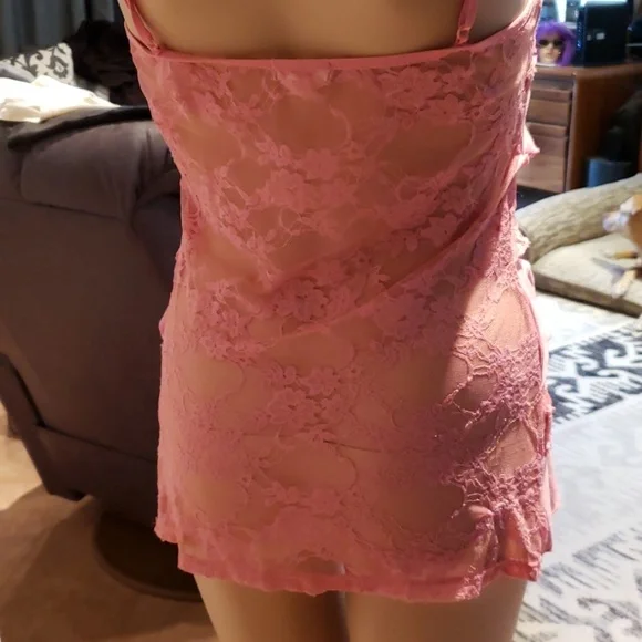 COPY - Zenana Outfitters Salmon Colored Ruffle Lace Top - Picture 2 of 4